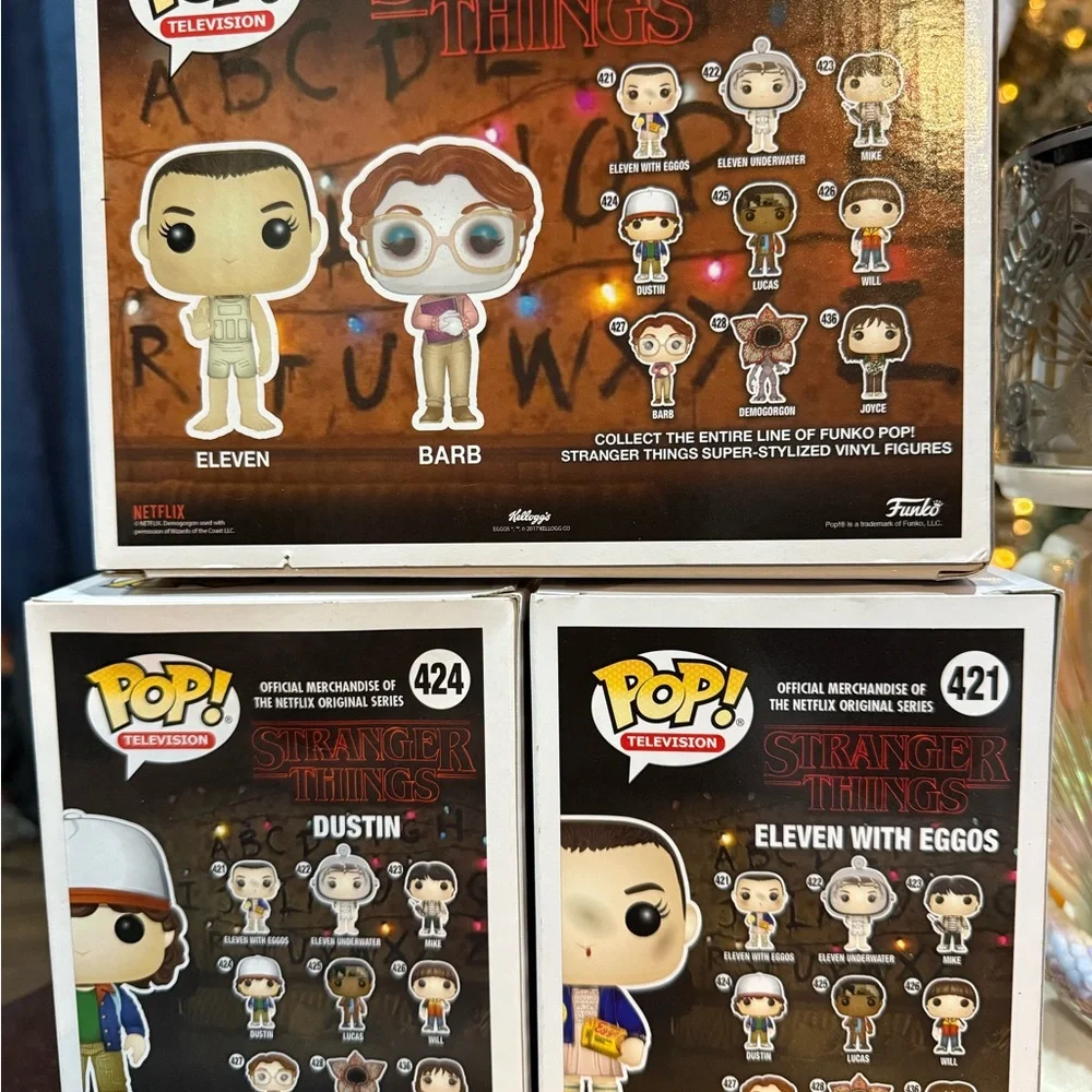 Funko POP Netflix Stranger Things Lot! Upside Down Eleven & Barb, Eggos, Dustin